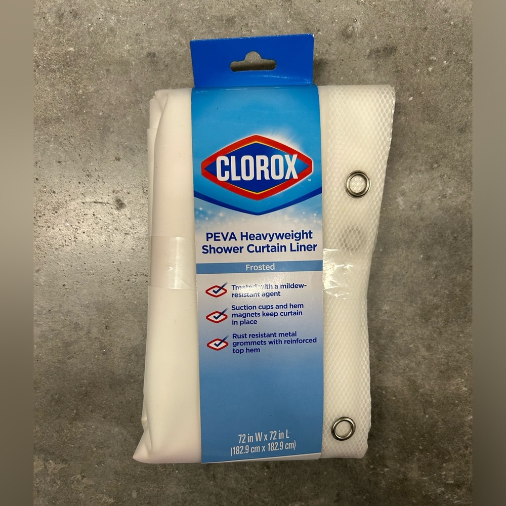 Clorox 72 in. H x 72 in. W Clear Shower Curtain Liner PEVA